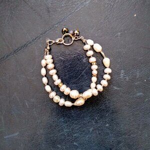 HANDMADE Cultured Pearl & Glass Bead Bracelet